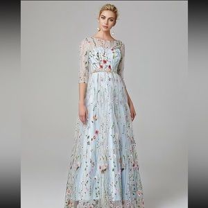 Formal Blue Floral Dress